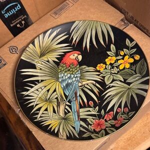 Hallmark Tropical Parrot Decorative Plate - Black, Red, Green, Yellow